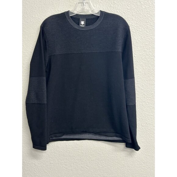 Descente Mens Small Black Wool Blend Sweater Pullover Crewneck - Picture 1 of 9